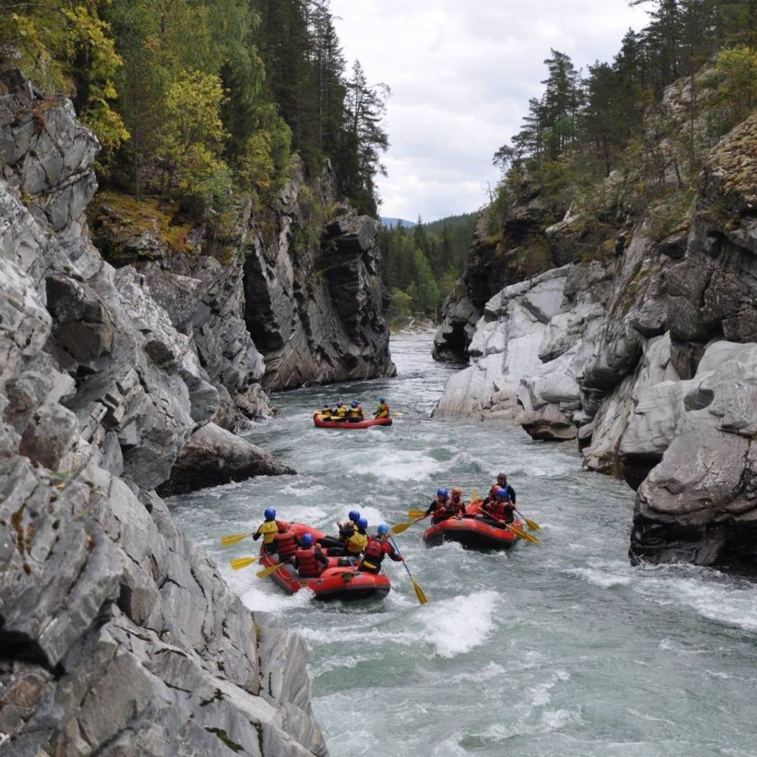 People rafting on the river